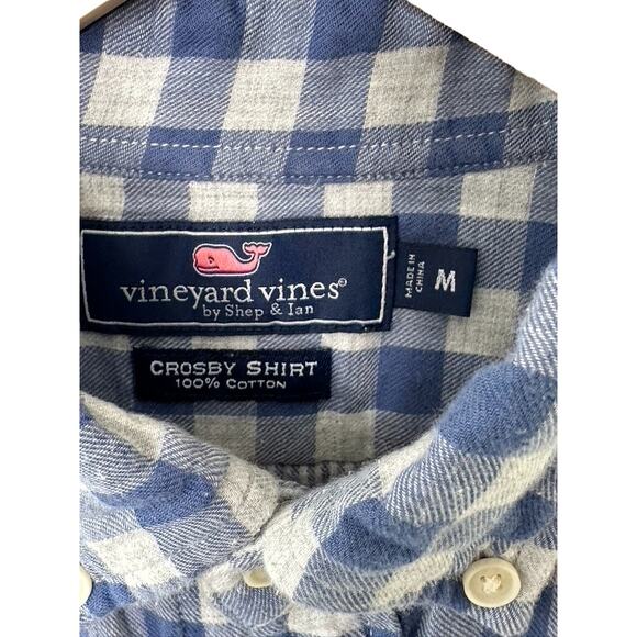 Vineyard Vines Crosby Shirt Cotton Blue & White Check Print Button Down Shirt M - Picture 8 of 8